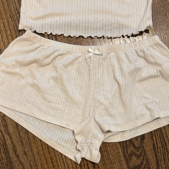 WeWoreWhat - women’s Cream Ribbed pointelle - Sleepwear Set M - Picture 3 of 8